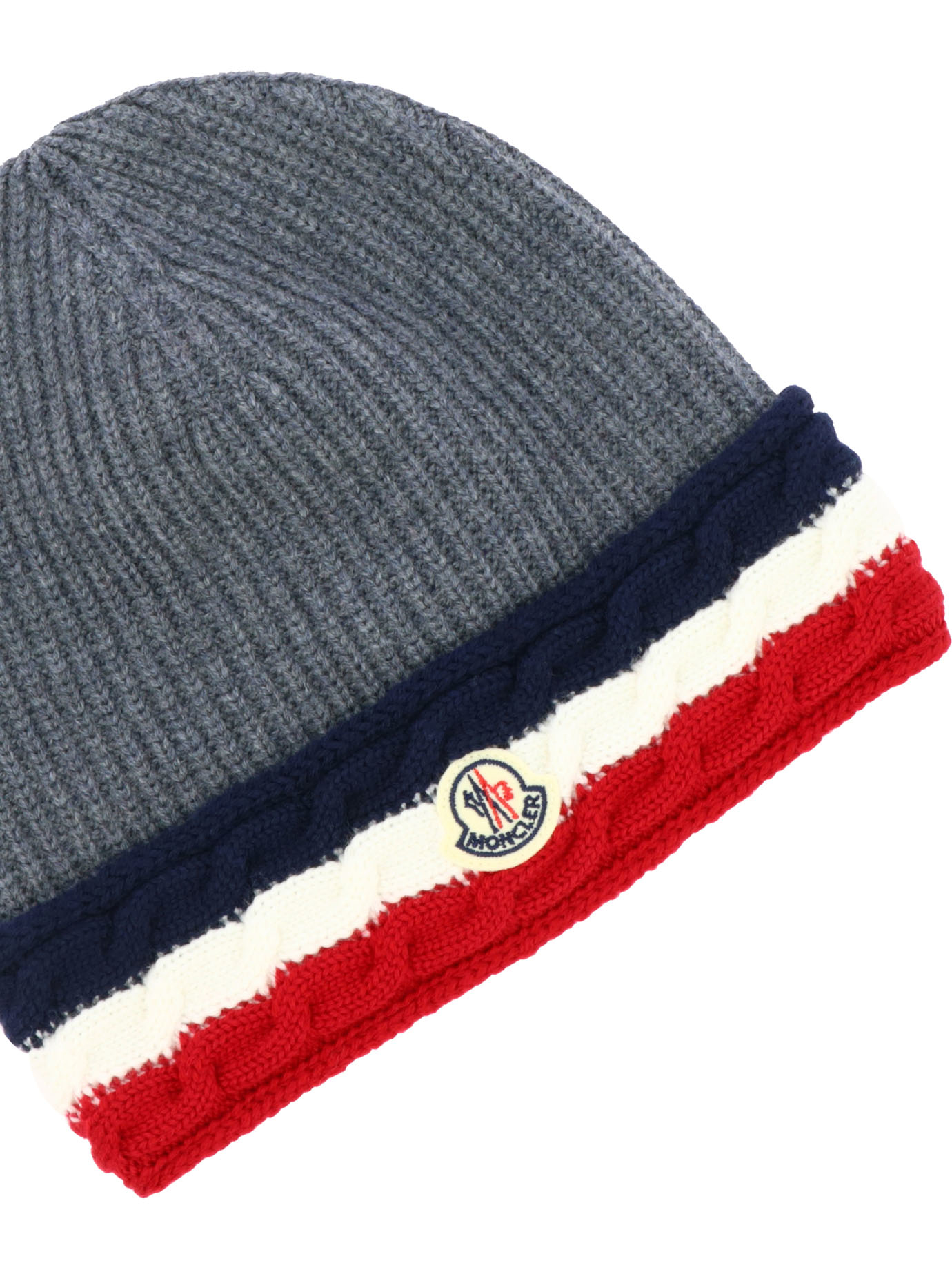 MONCLER ENFANT Grey Tricolor beanie